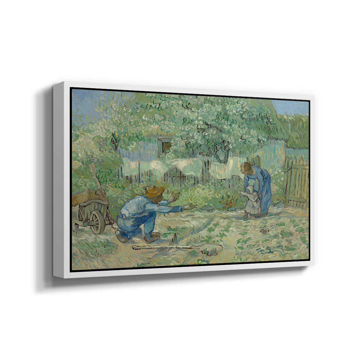 First Steps after Millet, 1890 - Floater Framed Canvas Print