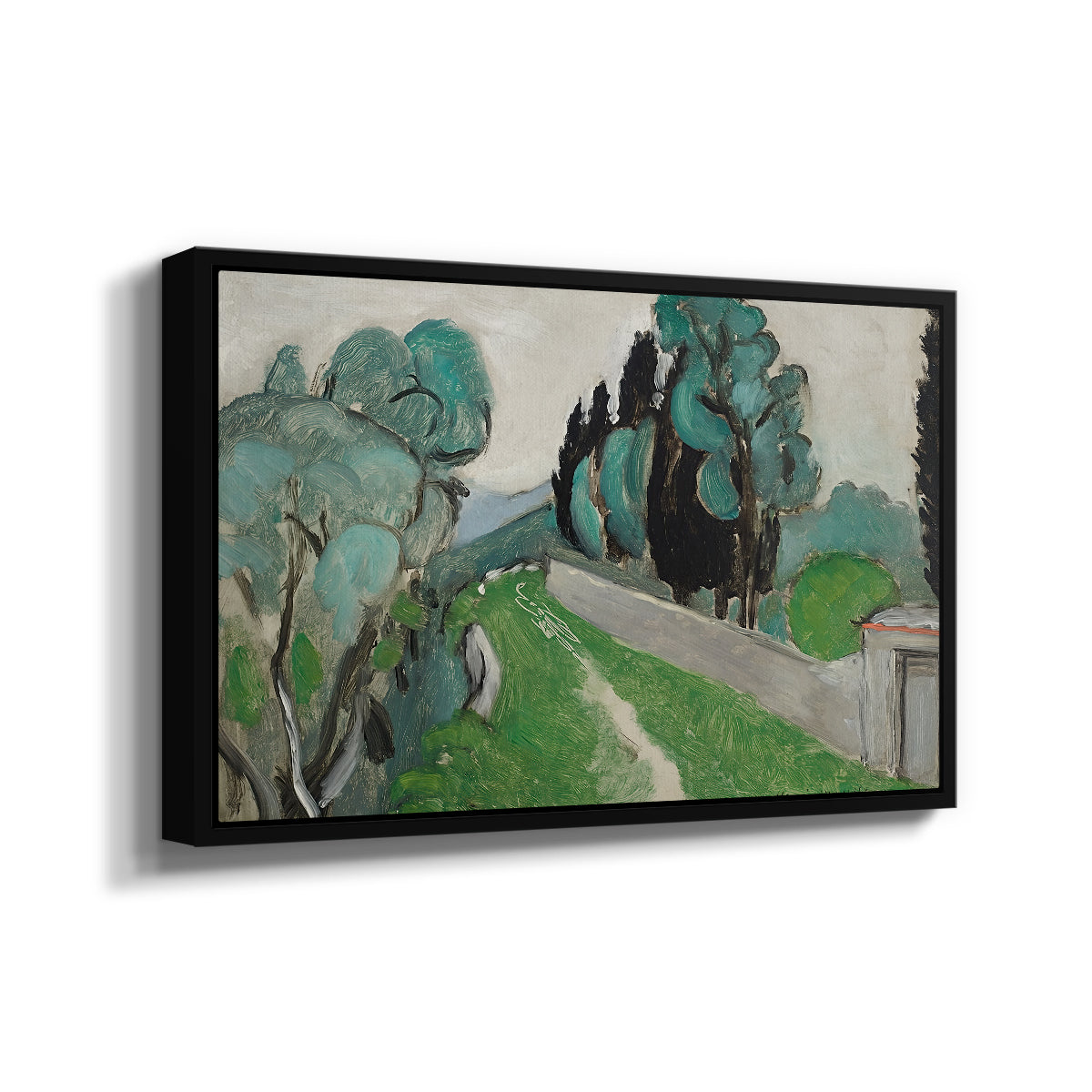 Landscape with Cypresses and Olive Trees near Nice, c. 1918 - Floater Framed Canvas Print