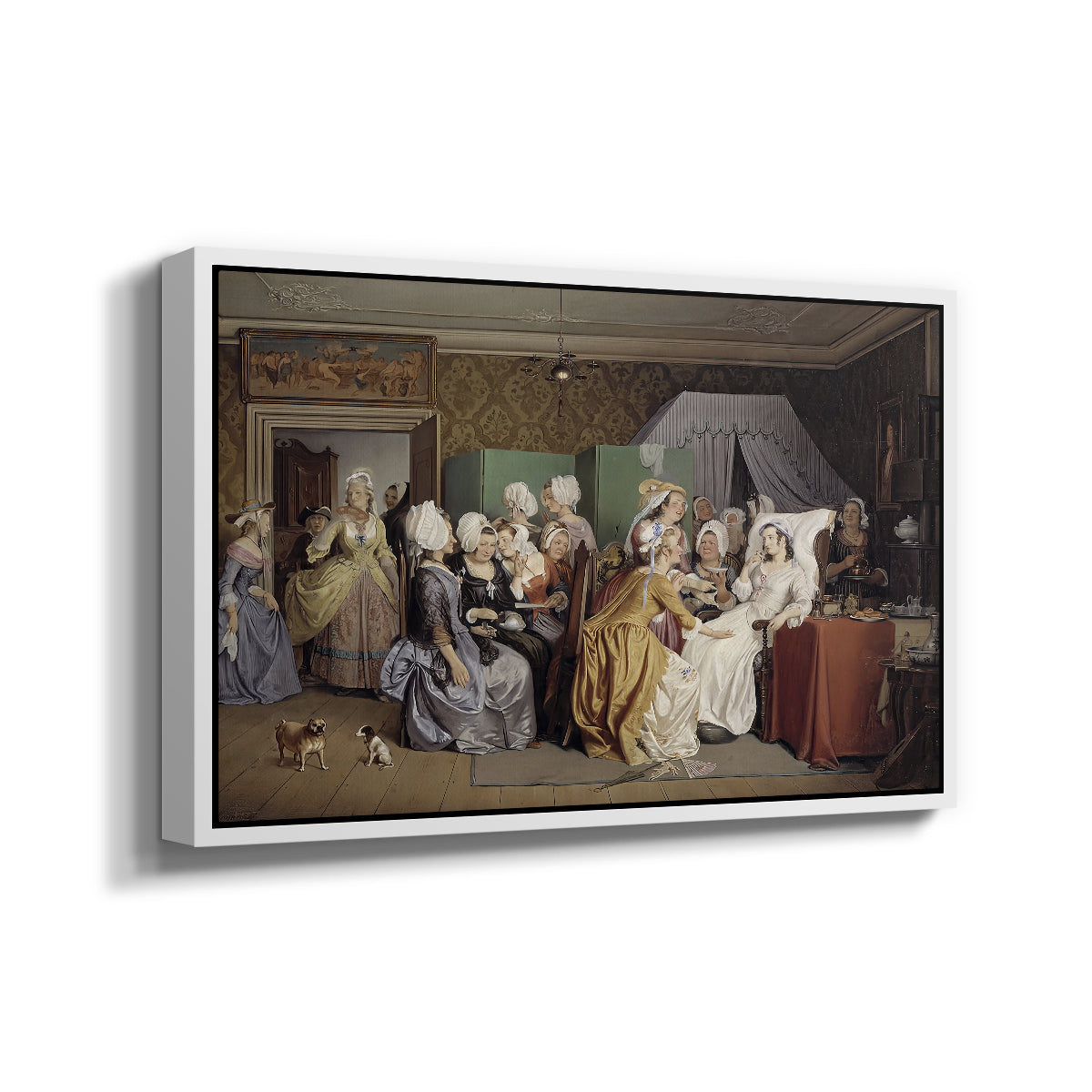 The Maternity Room (Scene from "Barselstuen"), 1845 - Floater Framed Canvas Print