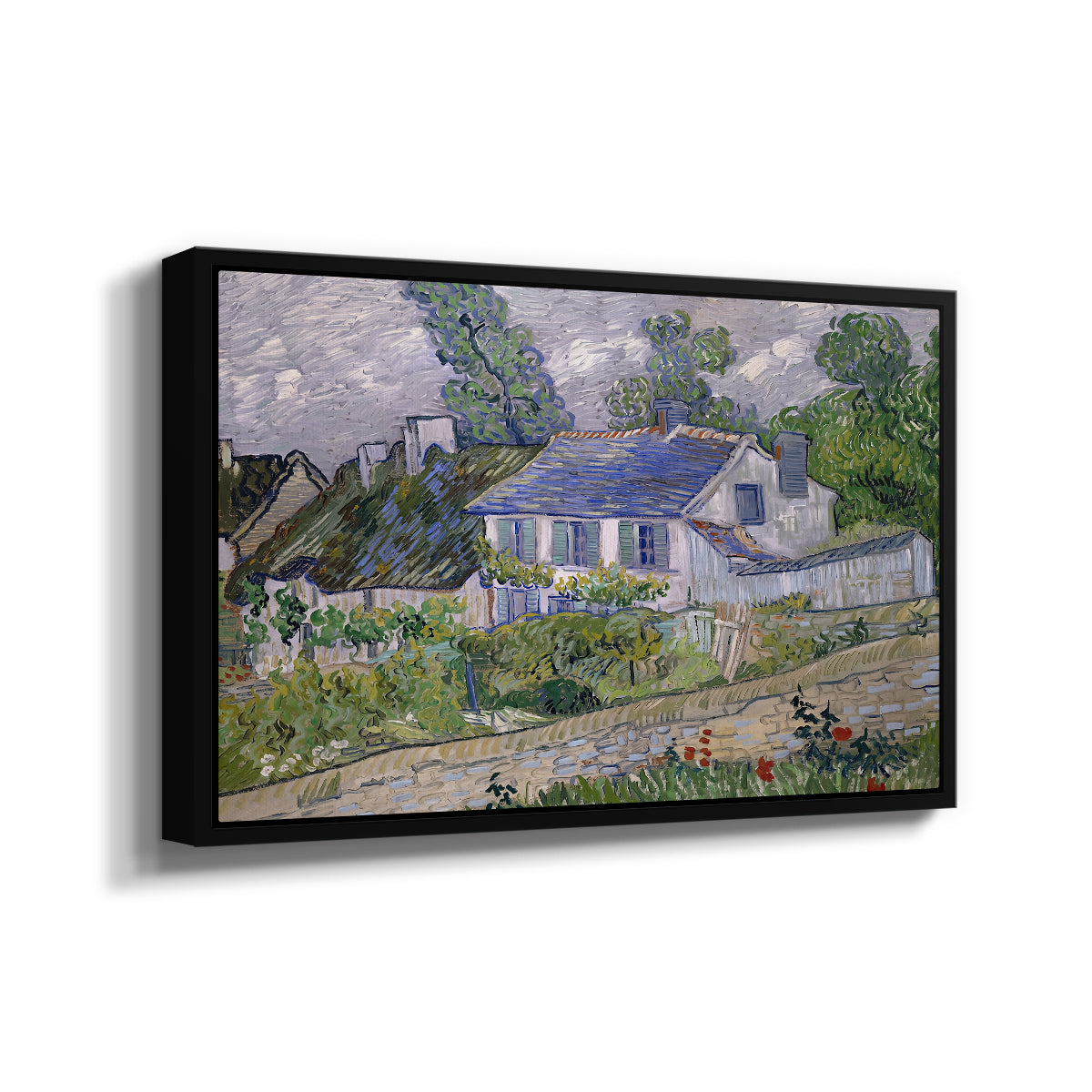 Houses in Auvers, 1890 - Floater Framed Canvas Print