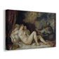 Canvas art print featuring a Renaissance figure study of Danaë with soft drapery and rich color, displayed at an angle