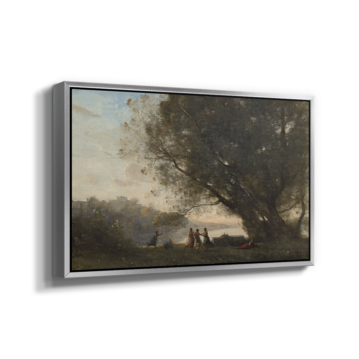 Dance Under the Trees at the Edge of the Lake, c. 1865-1870 - Floater Framed Canvas Print