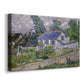 Canvas art print featuring an expressive village scene with buildings and natural surroundings, displayed at an angle