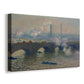 Canvas art print featuring an impressionist depiction of bridge with soft gray tones and haze, displayed at an angle