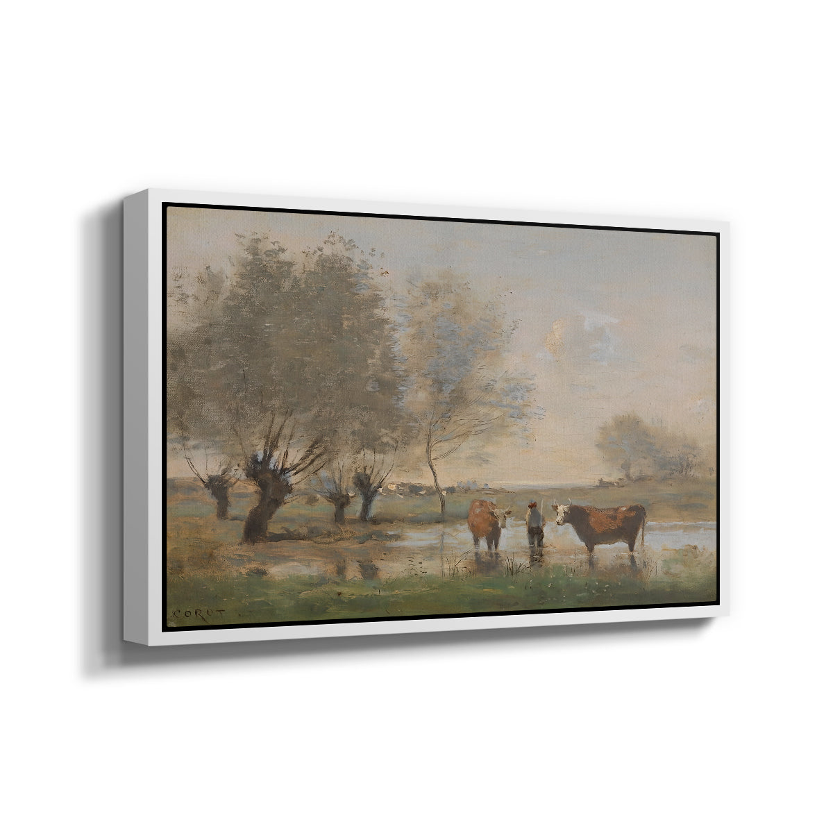 Cows in a Marshy Landscape, c. 1873-1874 - Floater Framed Canvas Print