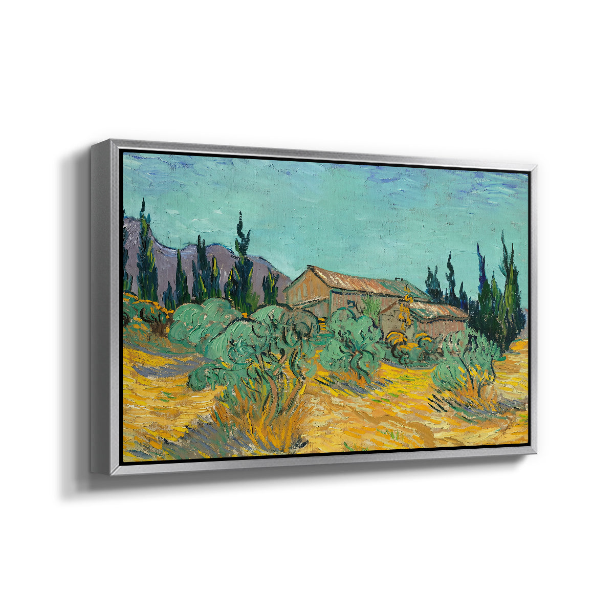 Wooden Sheds Among the Olive Trees and Cypresses, 1889 - Floater Framed Canvas Print