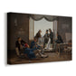 Canvas art print featuring a portrait of artists seated and standing together in interior space, displayed at an angle