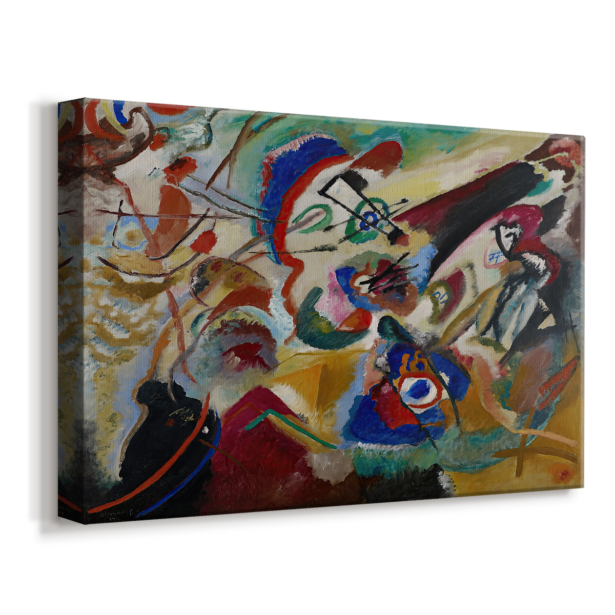 Canvas art print featuring an expressive partial composition emphasizing structure and movement, displayed at an angle