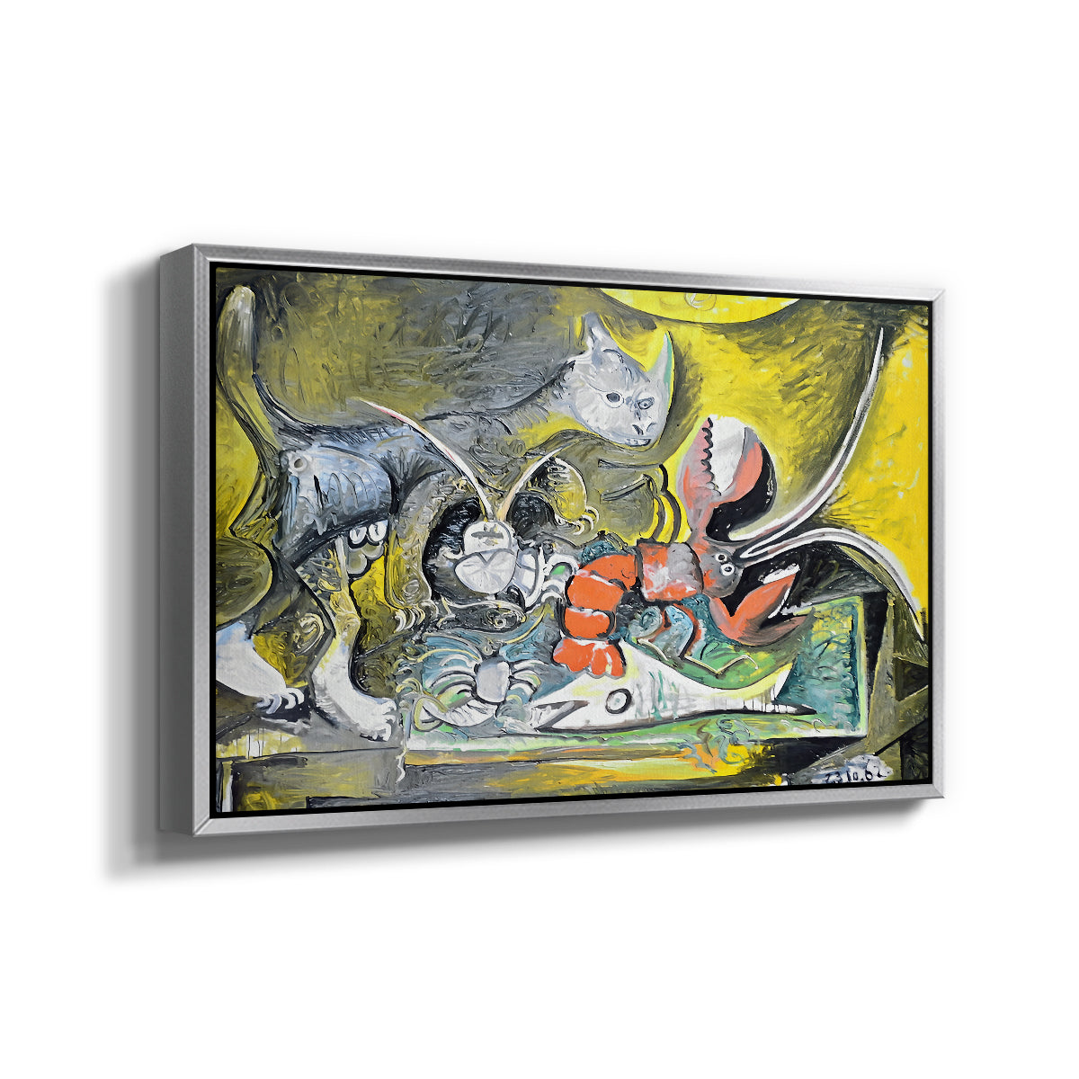 Still Life with Cat and Lobster, 1962 - Floater Framed Canvas Print