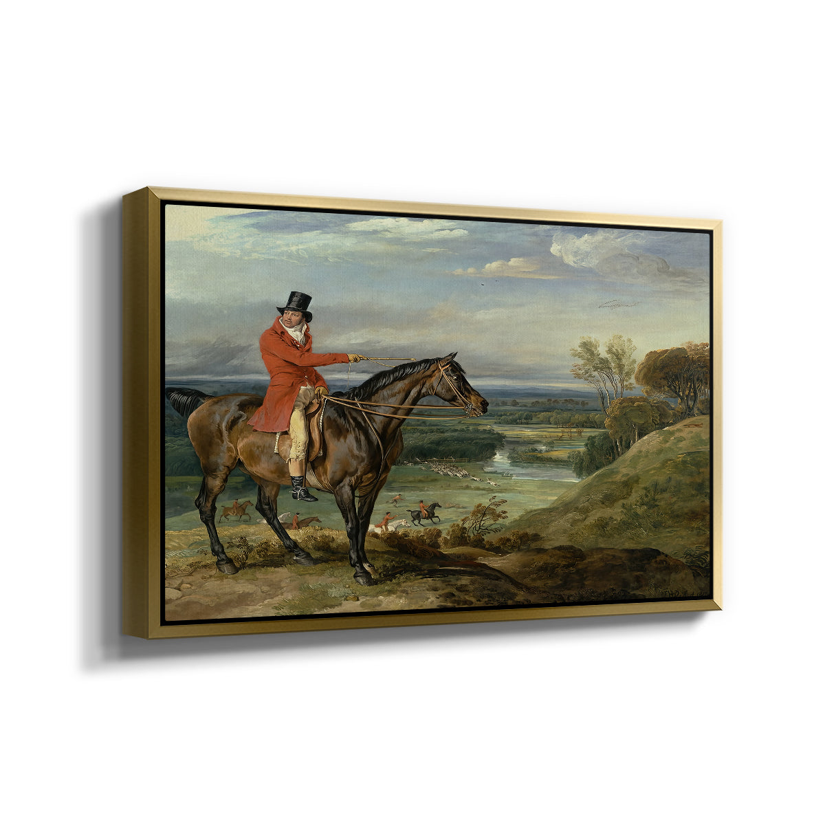 John Levett Hunting at Wychnor, Staffordshire, 1818 - Floater Framed Canvas Print