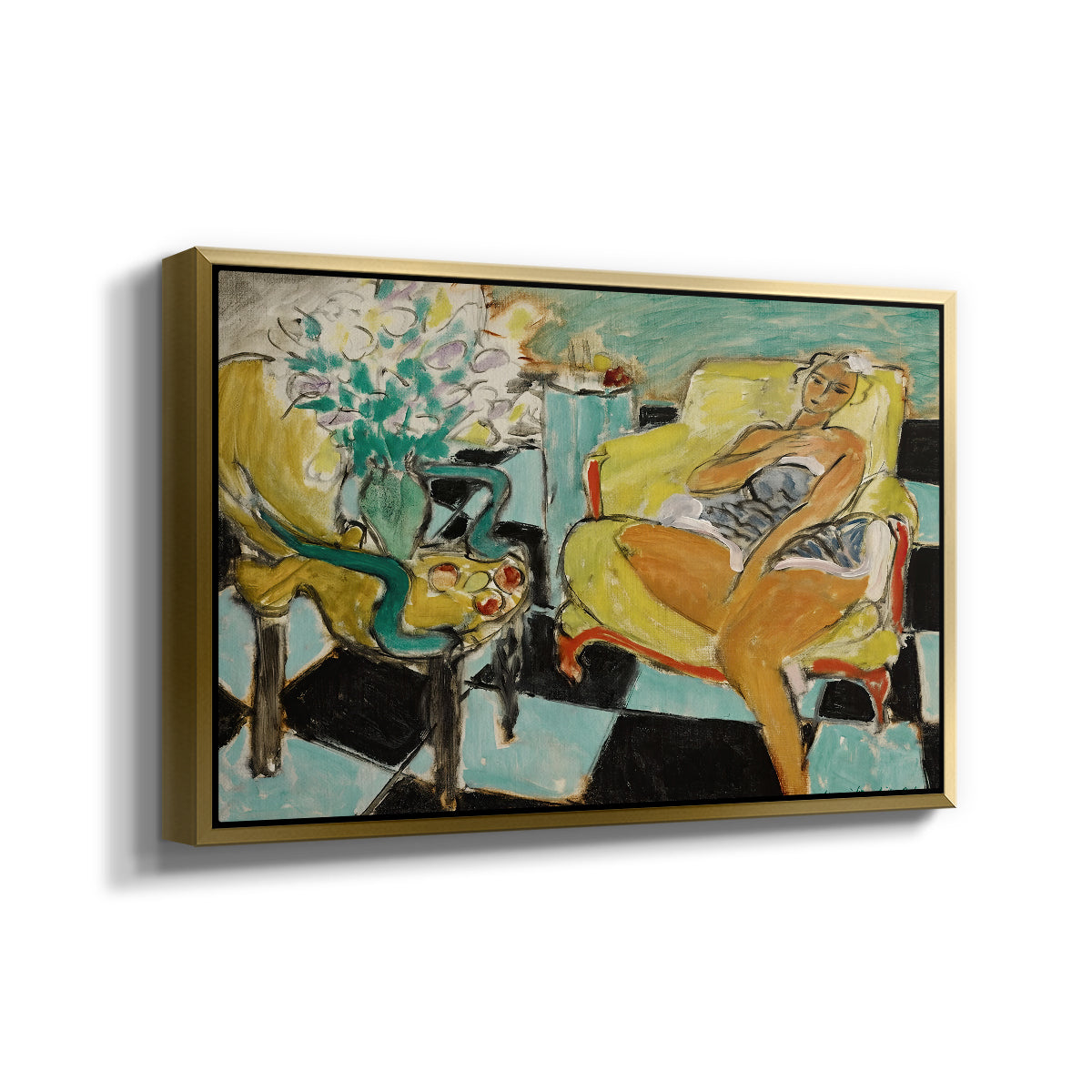 Seated Woman with Flower, 1942 - Floater Framed Canvas Print