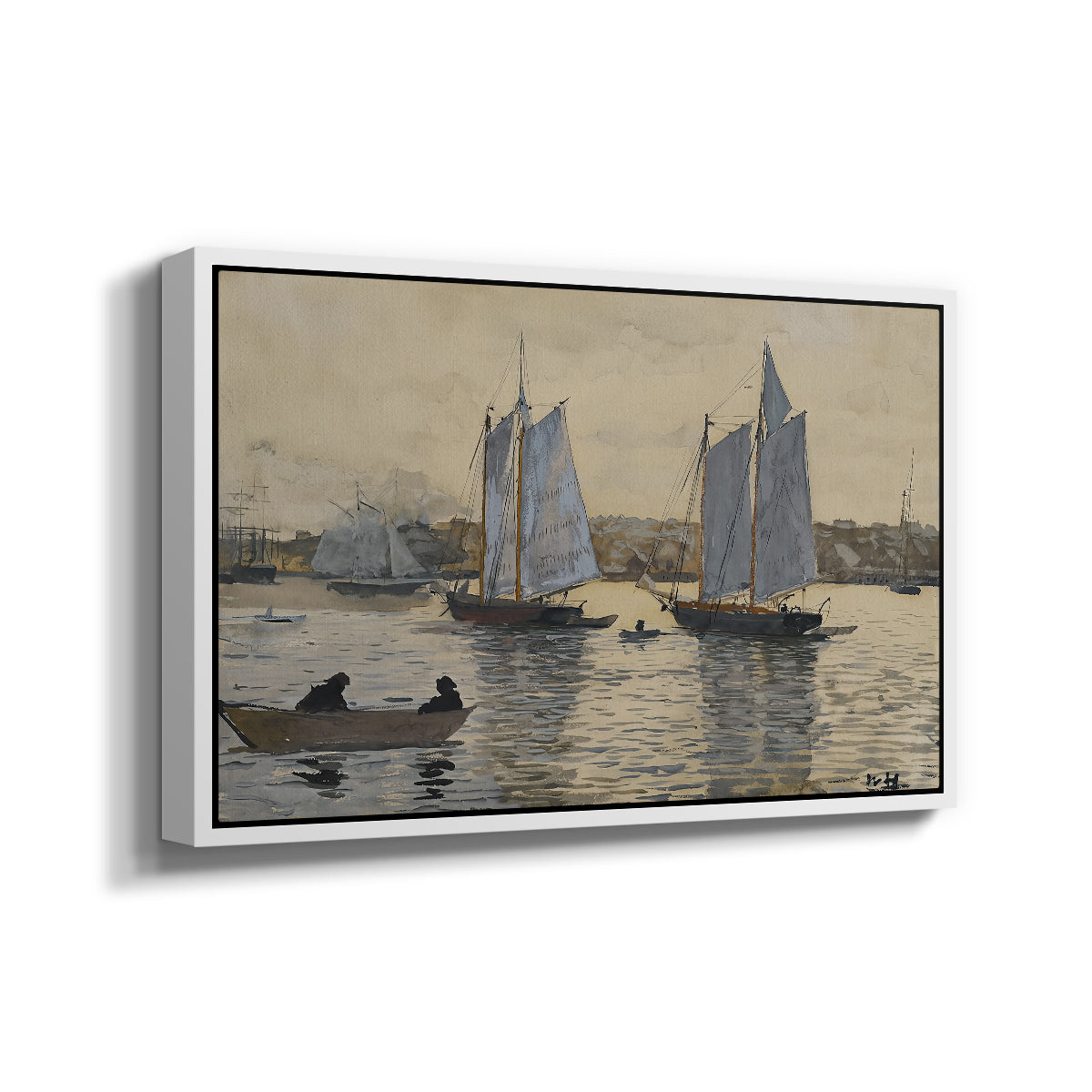 Two Schooners, Gloucester, c. 1880 - Floater Framed Canvas Print