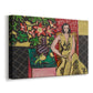 Canvas art print featuring an expressive portrait combining figure and floral still life, displayed at an angle