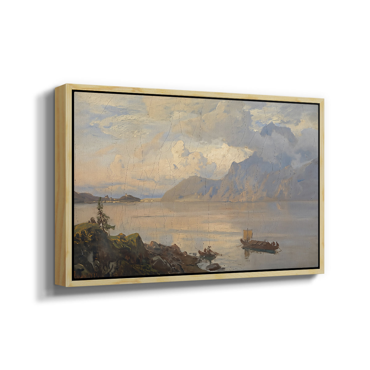 Traunsee, 1871 - Floater Framed Canvas Print