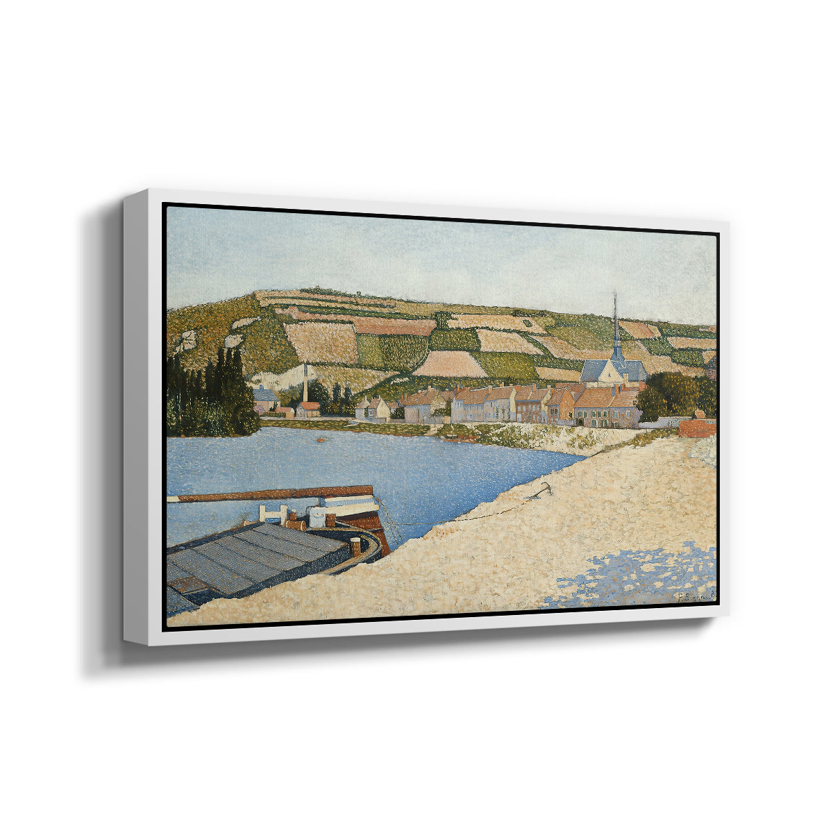 The Riverbank, Les Andelys, 1886 - Floater Framed Canvas Print