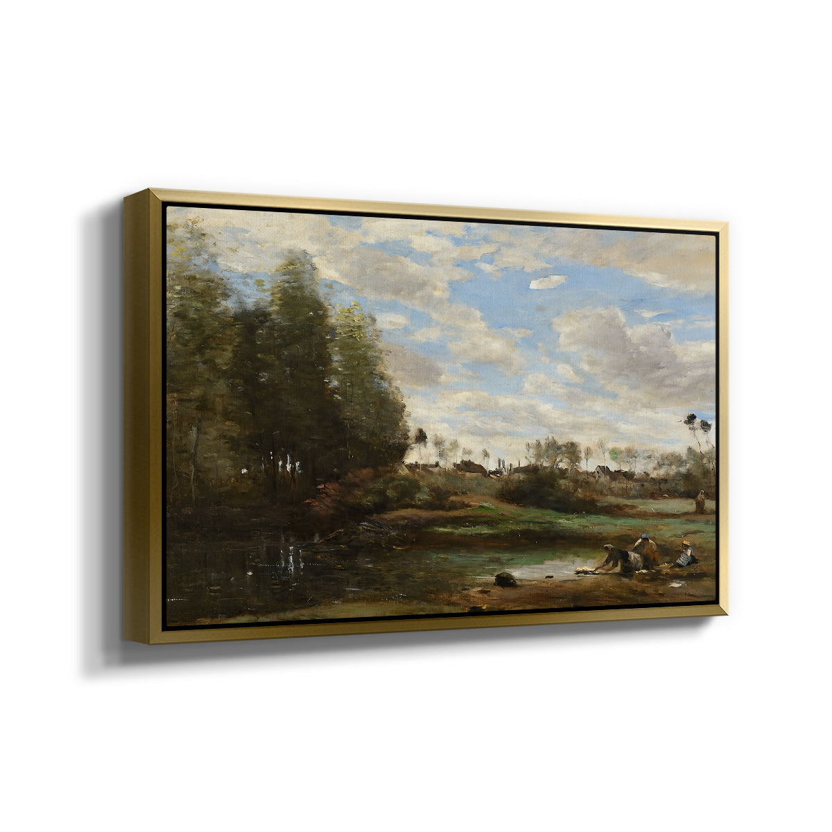 Washerwomen at the Water's Edge, c. 1860-1870 - Floater Framed Canvas Print