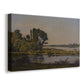 Canvas art print featuring a pastoral landscape with water and soft vegetation, displayed at an angle