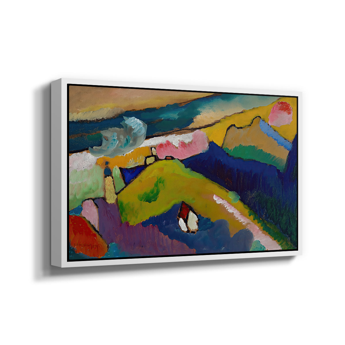 Murnau Mountain Landscape with Church, 1910 - Floater Framed Canvas Print
