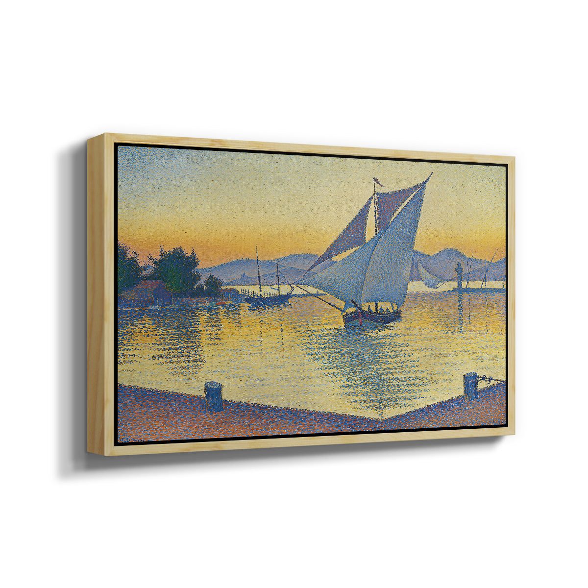 The Port at Sunset, Opus 236, Saint Tropez, 1892 - Floater Framed Canvas Print