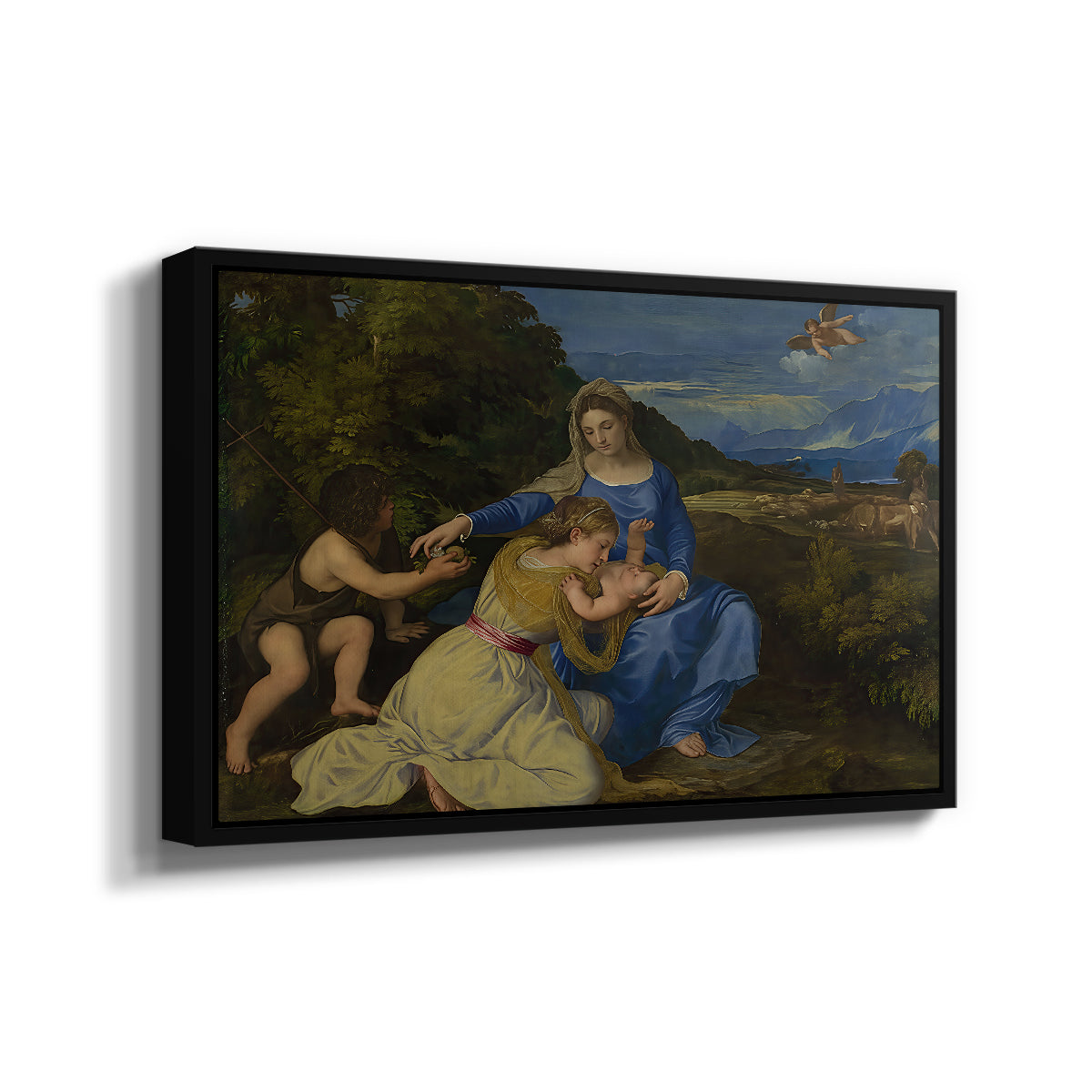 The Aldobrandini Madonna, 1532 - Floater Framed Canvas Print