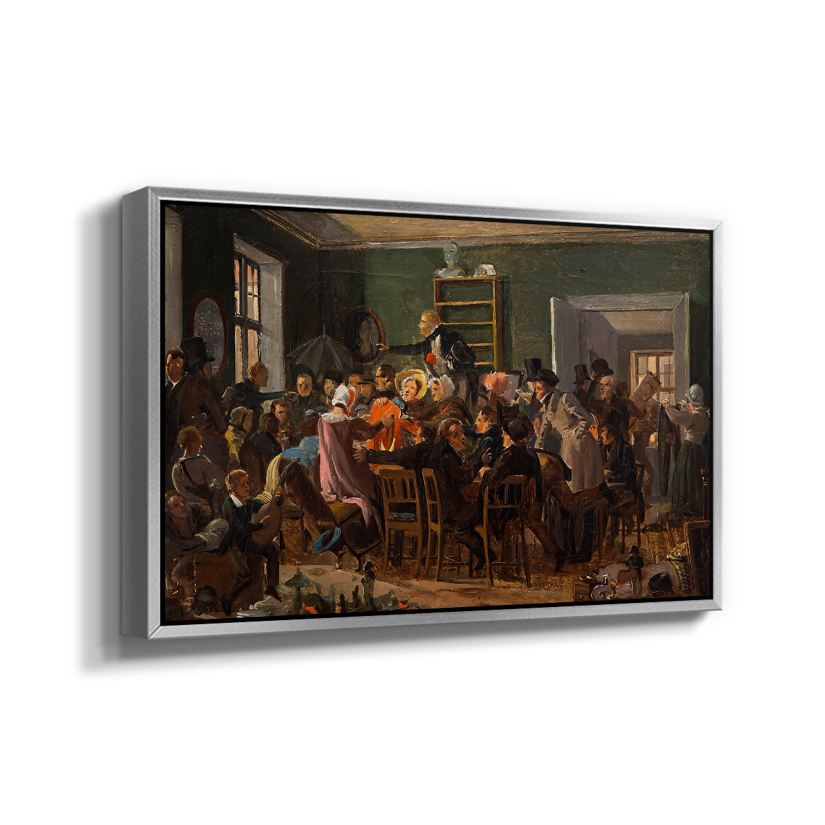 An Auction Scene, 1835 - Floater Framed Canvas Print