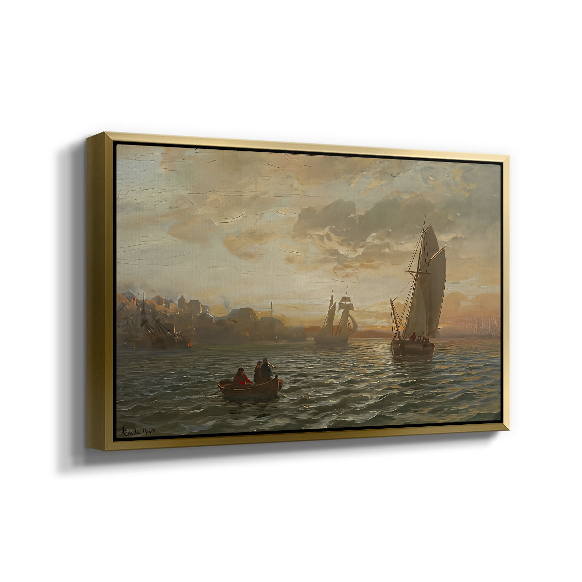View from the Oslofjord, 1866 - Floater Framed Canvas Print