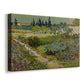 Canvas art print featuring an expressive outdoor scene with dense vegetation and color, displayed at an angle