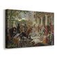 Canvas art print featuring a dramatic depiction of invasion with figures on horseback in motion, displayed at an angle