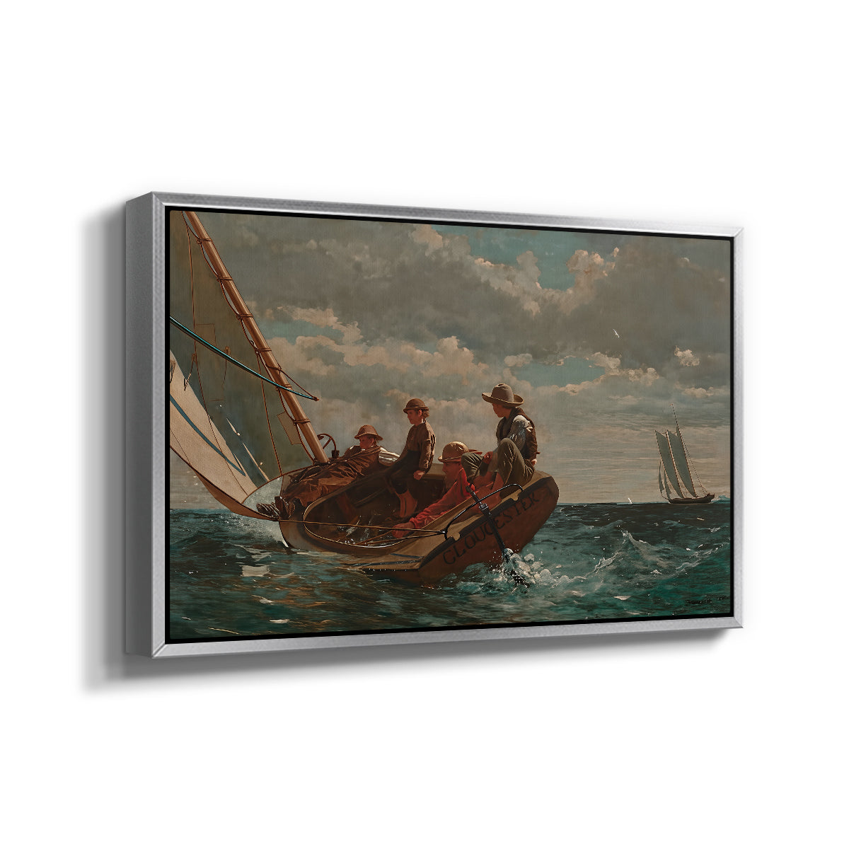Breezing Up (A Fair Wind), 1873-1876 - Floater Framed Canvas Print