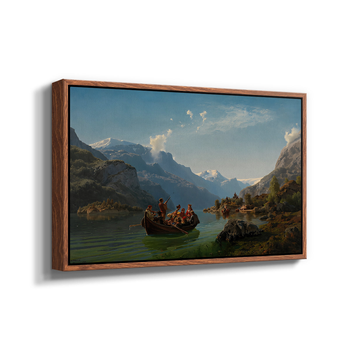 Bridal Procession on the Hardangerfjord, 1848 - Floater Framed Canvas Print