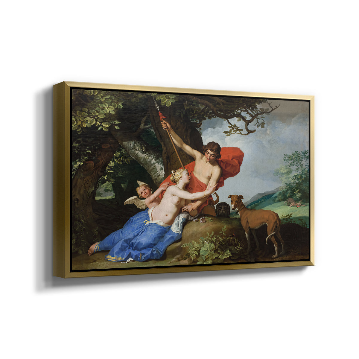 Venus and Adonis, 1632 - Floater Framed Canvas Print