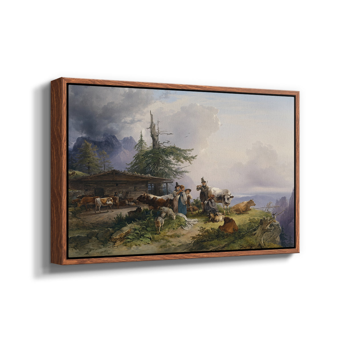 An Alpine Farm on the Untersberg, 1835 - Floater Framed Canvas Print
