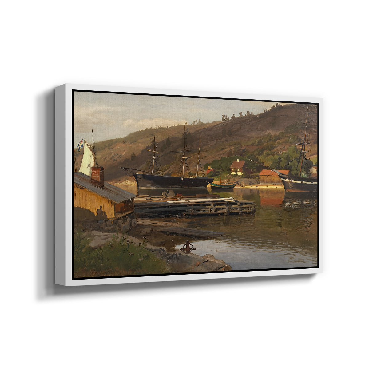 Landingsbrygge Husvik, Drøbak, 1875 - Floater Framed Canvas Print