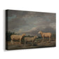 Canvas art print featuring a livestock portrait featuring multiple sheep breeds, displayed at an angle