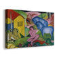 Canvas art print featuring an expressionist scene with overlapping forms and geometric shapes, displayed at an angle