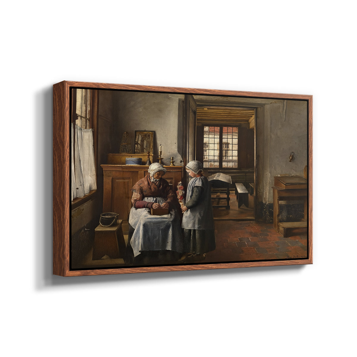 Grandmother's Feast, 1873 - Floater Framed Canvas Print
