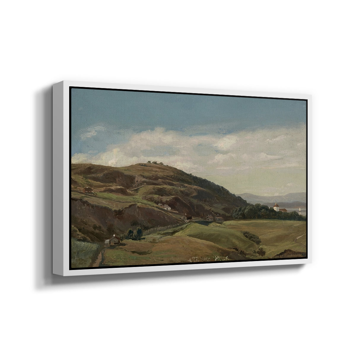 Ekeberg and Oslo Church, 1852 - Floater Framed Canvas Print