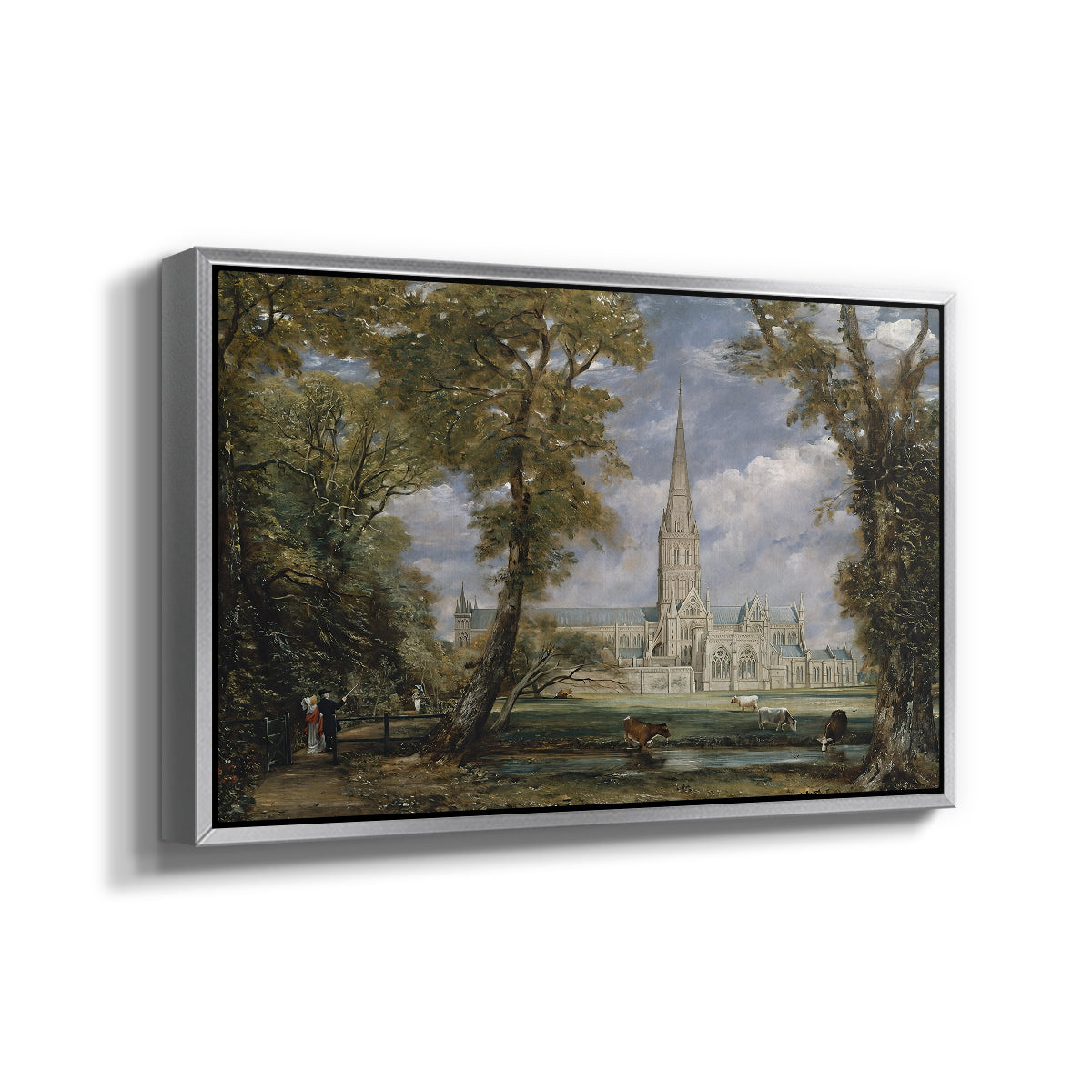 Salisbury Cathedral from the Bishop's Grounds, c. 1825 - Floater Framed Canvas Print