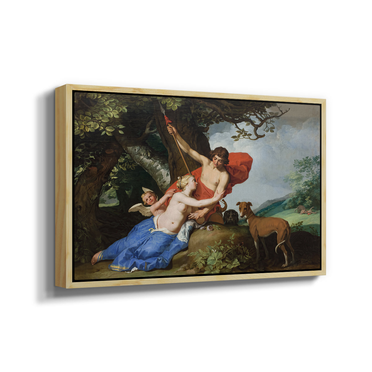 Venus and Adonis, 1632 - Floater Framed Canvas Print
