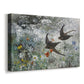 Canvas art print featuring swifts gliding midair with wings spread against soft sky, displayed at an angle