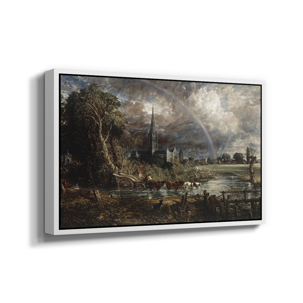 Salisbury Cathedral from the Meadows (Detail), 1831 - Floater Framed Canvas Print