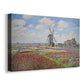 Canvas art print featuring a vibrant agricultural landscape with flowers and windmill, displayed at an angle