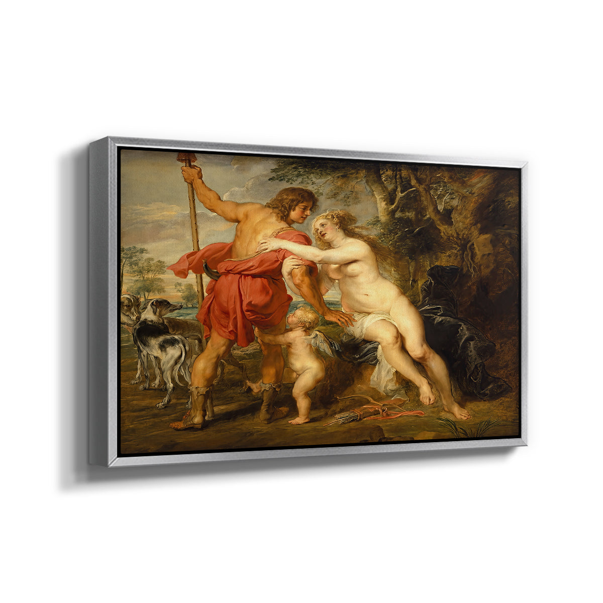 Venus and Adonis, c. 1635 - Floater Framed Canvas Print