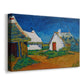Canvas art print featuring an expressive architectural scene with houses and terrain, displayed at an angle