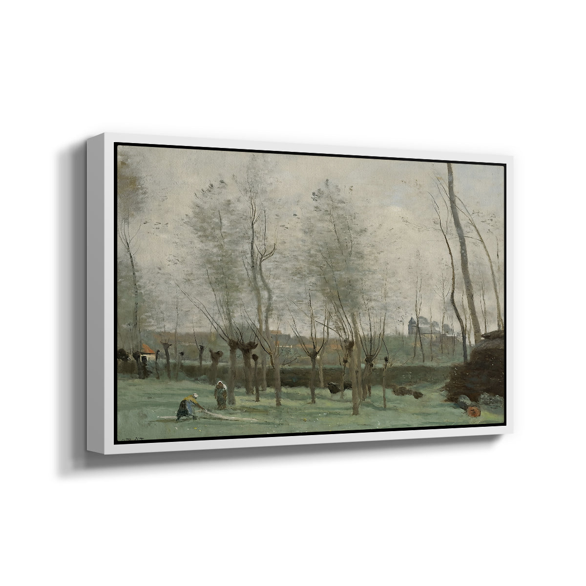 Washerwomen in a Willow Grove, c. 1871 - Floater Framed Canvas Print