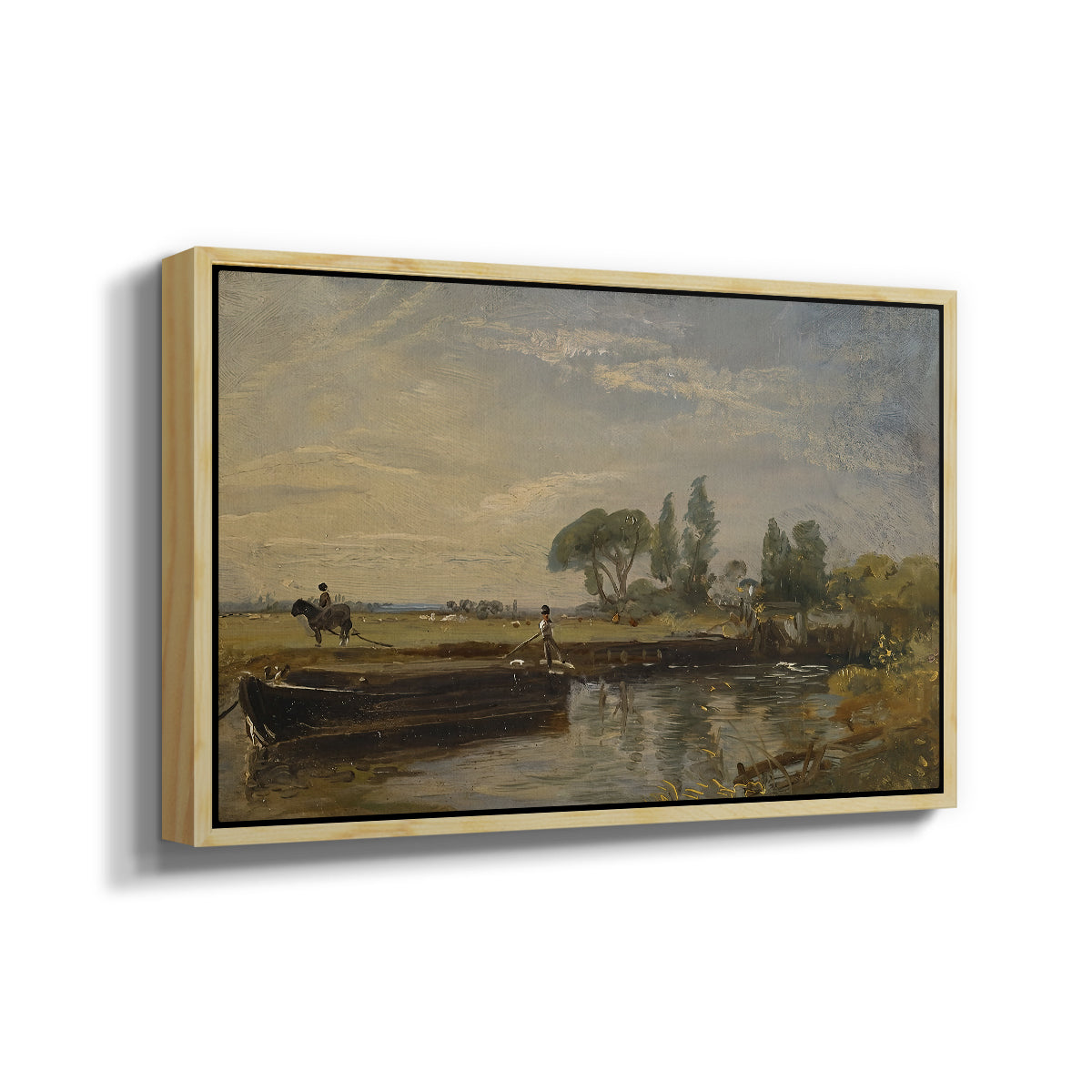 Barge below Flatford Lock, c. 1810 - Floater Framed Canvas Print