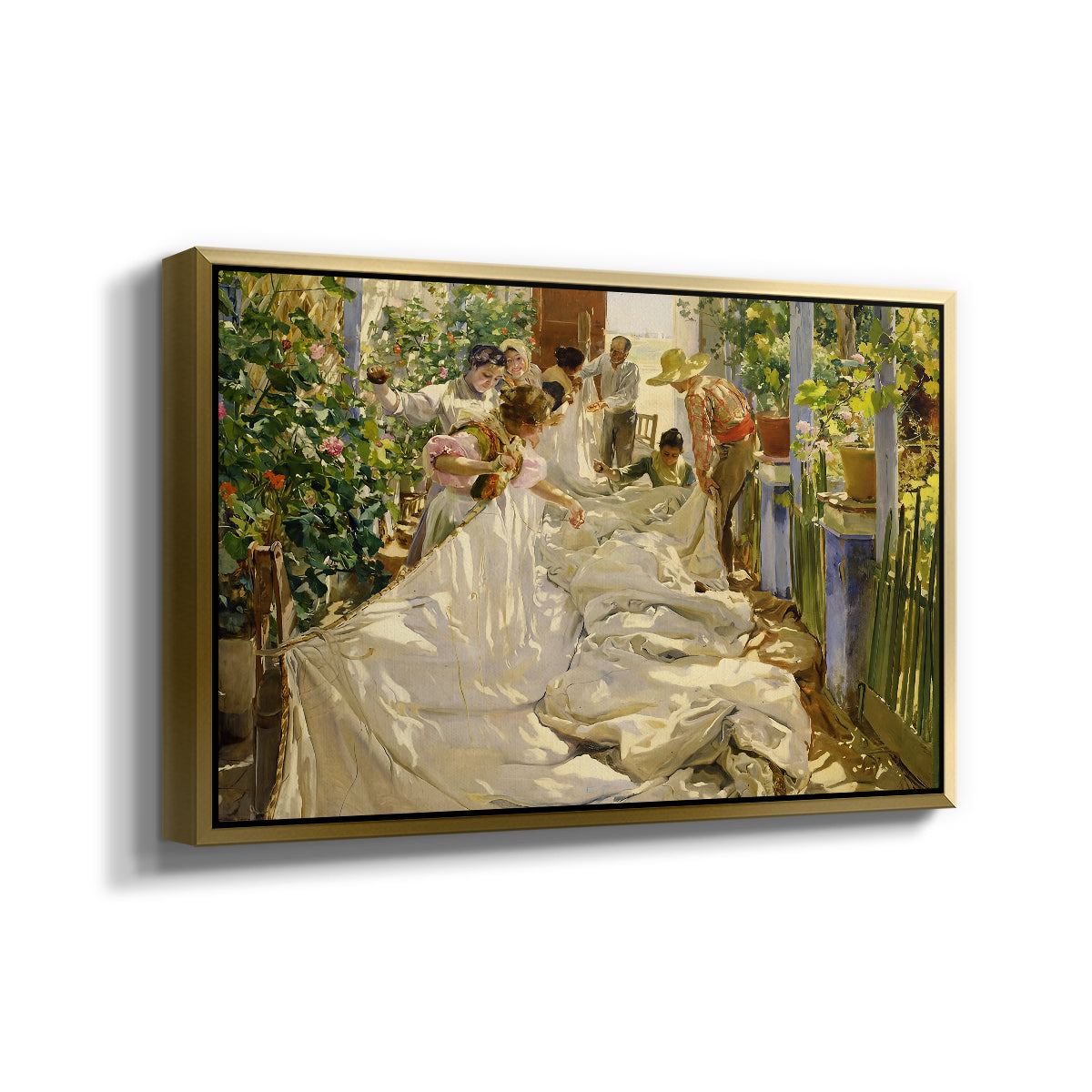 Sewing the Sail, 1896 - Floater Framed Canvas Print