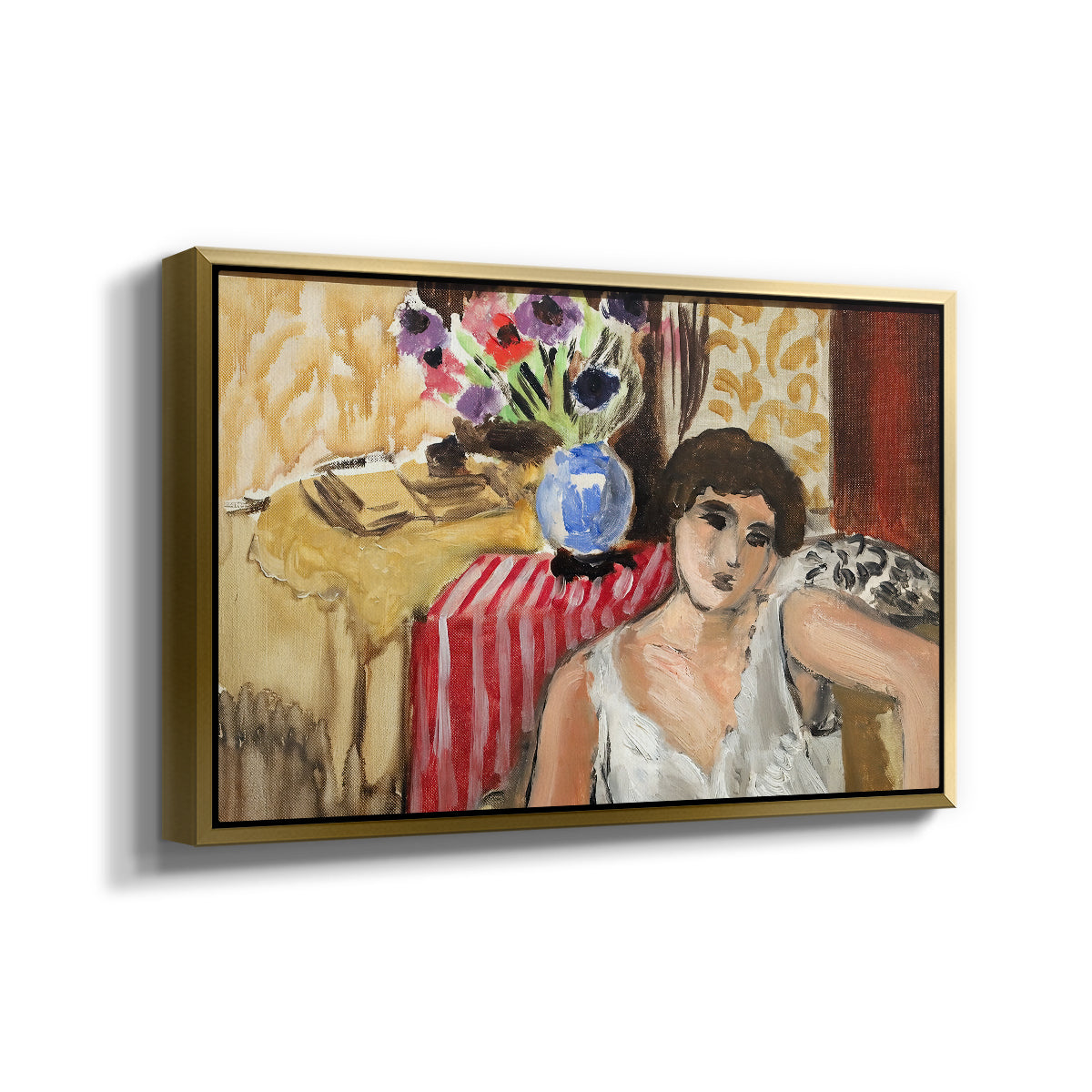 Woman Seated in an Armchair, c. 1920 - Floater Framed Canvas Print