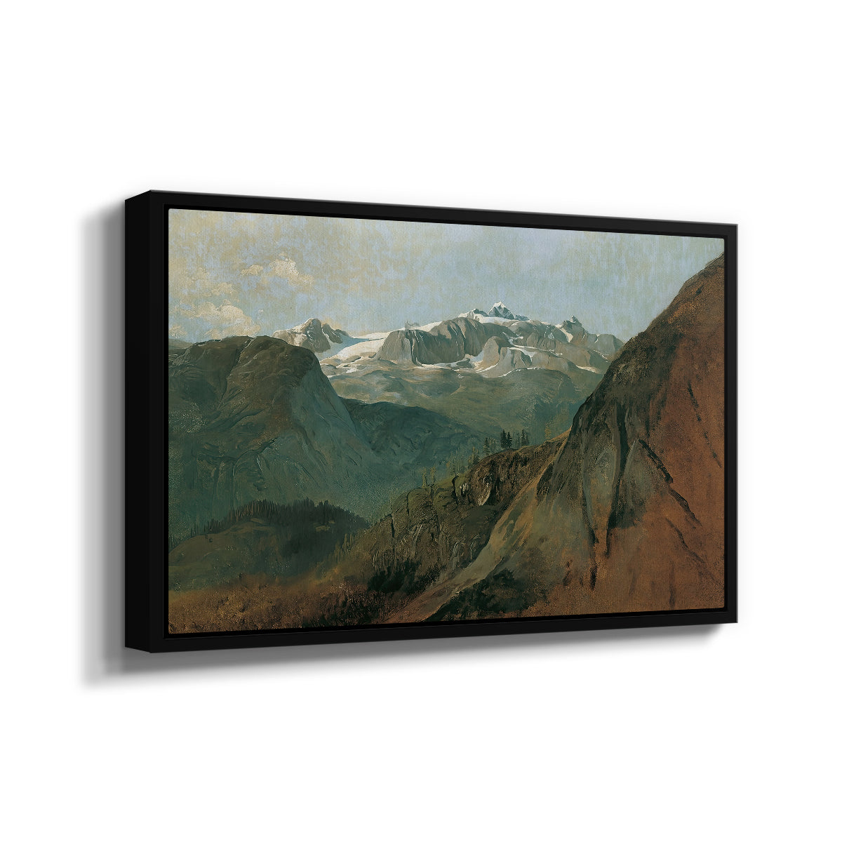 The Dachstein from the Plassen near Hallstatt, 1827 - Floater Framed Canvas Print