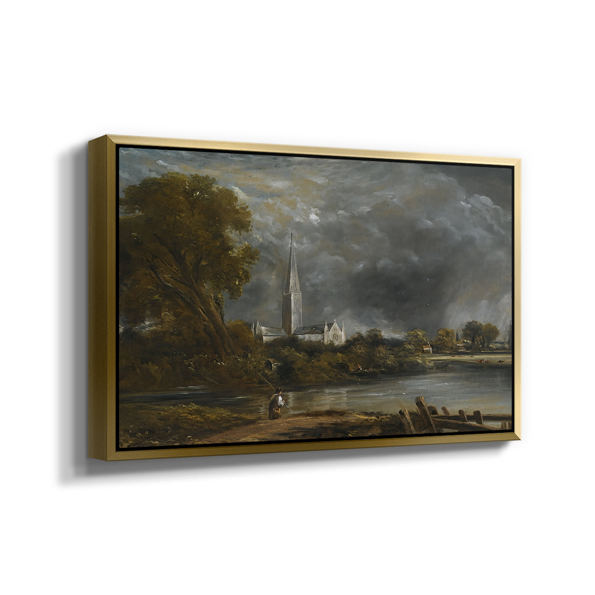 Salisbury Cathedral from the Meadows, c. 1831 - Floater Framed Canvas Print